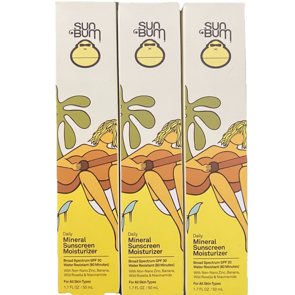 Sun Bum Daily Mineral Sunscreen Moisturizer SPF 30 1.7oz - EX: 03/26 LOT OF 3